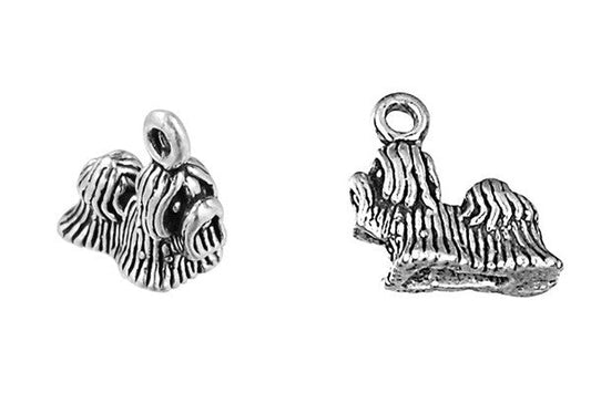 Sterling Silver Shitzu Charm, 10.0x11.0mm
