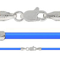 Rubber Necklace, Cobalt w/Sterling Silver Endcaps