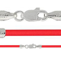 Rubber Necklace, Sangria w/Sterling Silver Endcaps