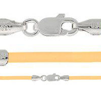 Rubber Necklace, Peach w/Sterling Silver Endcaps