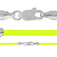 Rubber Necklace, Granny Smith Green w/Sterling Silver Endcaps