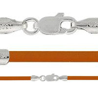 Rubber Necklace, Cola w/Sterling Silver Endcaps