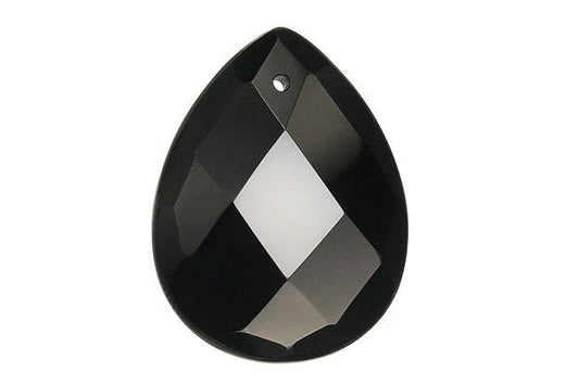 Pendant Black Onyx Faceted Flat Briolette
