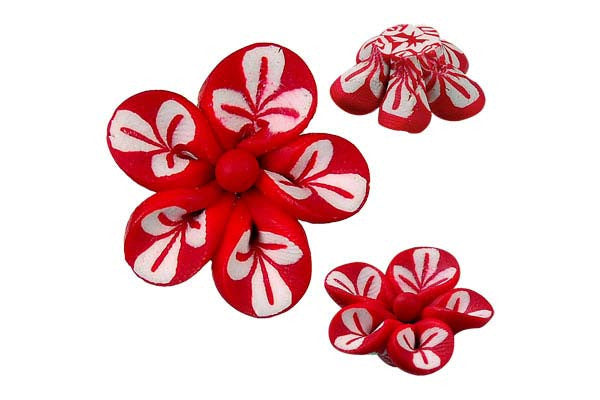 Poly Clay Flower Pendant, 22x22mm, 5 Pieces, Pendant for Jewelry Making