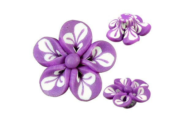 Poly Clay Flower Pendant, 22x22mm, 5 Pieces, Pendant for Jewelry Making