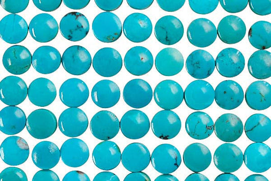 Turquoise Coin Cabachon Pendant, 6x6mm, 10 Pieces, Jewelry Making Supplies