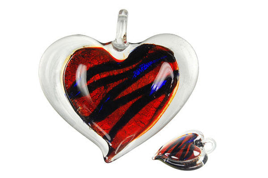 Murano Foil Glass Heart Style E Pendant, 42x46mm, 1 Piece, Pendant for Jewelry Making