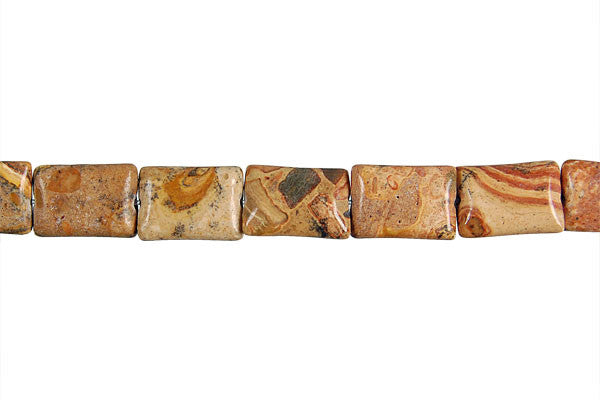 Picture Jasper Beads - New Picture Jasper Flat Rectangle - 10x14mm - 16-inch - unbranded beads for jewelry making