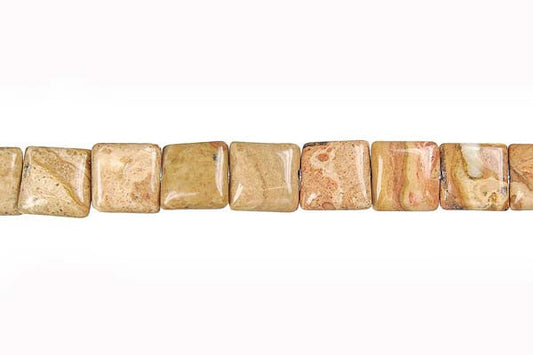 New Picture Jasper Square Beads, 16-Inch Strand, Beads for Jewelry Making
