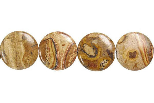 New Picture Jasper Button Beads, 16-Inch Strand, Beads for Jewelry Making