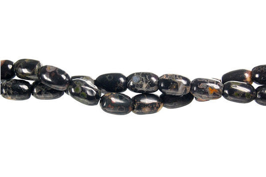 Black Leopardskin Jasper Drum Beads, 16-Inch Strand, Beads for Jewelry Making
