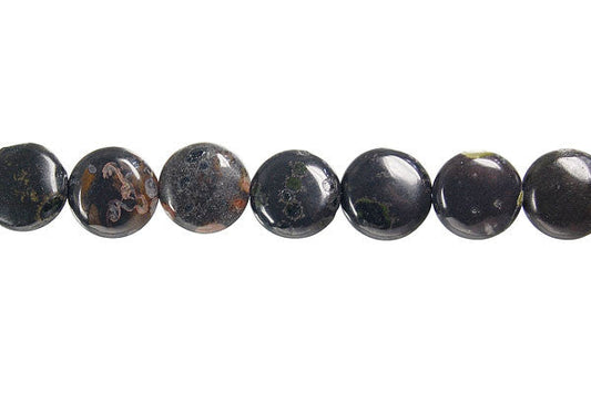 Black Leopardskin Jasper Button Beads, 16-Inch Strand, Beads for Jewelry Making