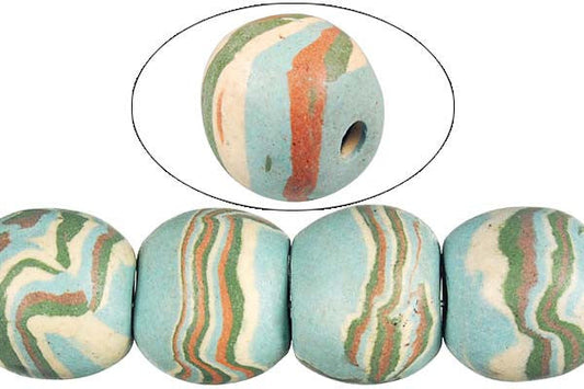 Polymer Clay Round Beads, 16-Inch Strand, Jewelry Making Supplies