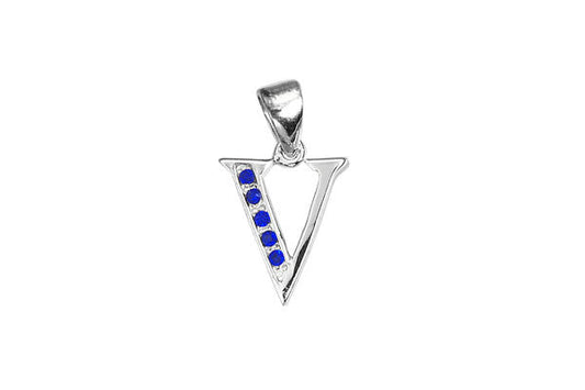 Sterling Silver Block Alphabet Charm, Letter V, 20.0mm