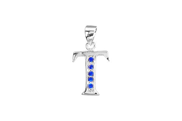 Sterling Silver Block Alphabet Charm, Letter T, 20.0mm
