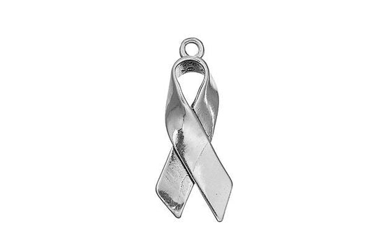 Sterling Silver Folded Ribbon Charm, 22.0x10.0mm