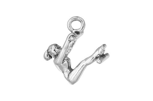 Sterling Silver Gymnastic Woman Sports Charm, 12.0x12.0mm