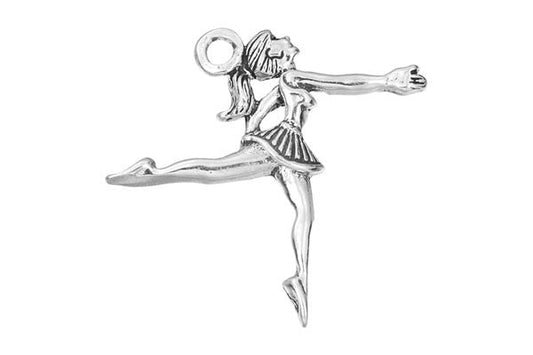 Sterling Silver Ballerina Sports Charm, 25.0x25.0mm