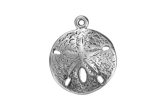 Sterling Silver Sand Dollar Sealife Charm, 21.0x21.0mm