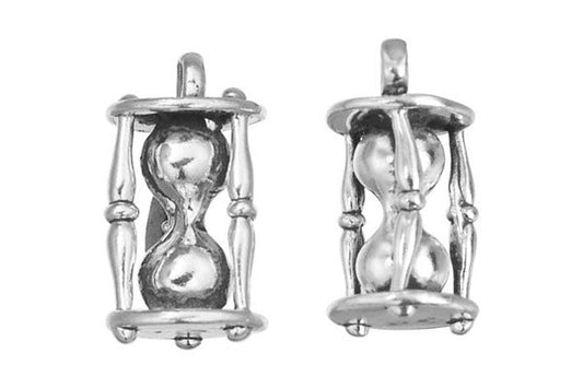 Sterling Silver Hour Glass Charm, 14.0x8.0mm