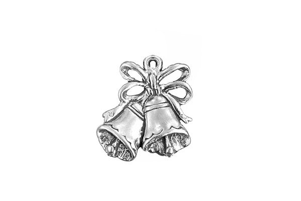 Sterling Silver Wedding Bell Charm, 18.0x16.0mm, Jewelry Making Supplies