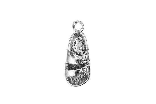 Sterling Silver Left Sandal Charm, 18.0x9.0mm