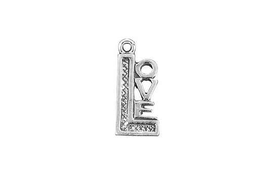 Sterling Silver Love Charm, 19.0x9.0mm