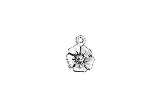 Sterling Silver Poppy Charm, 12.0x9.0mm