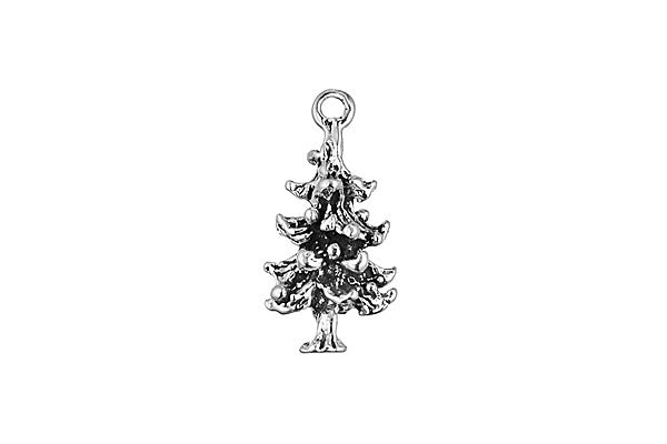 Sterling Silver Pine Tree Charm, 20.0x10.0mm