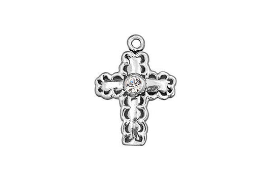 Sterling Silver Cross Charm, 20.0x15.0mm