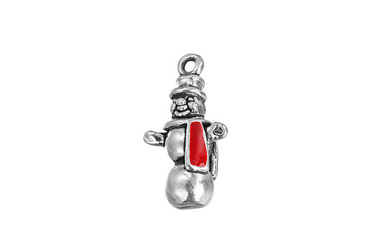 Sterling Silver Snowman Charm, 20.0x12.0mm