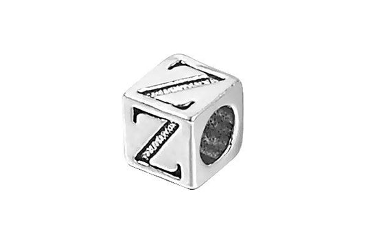 Sterling Silver New Alphabet Letter Z Cube, 6mm