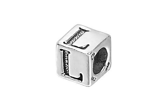 Sterling Silver New Alphabet Letter L Cube, 6mm