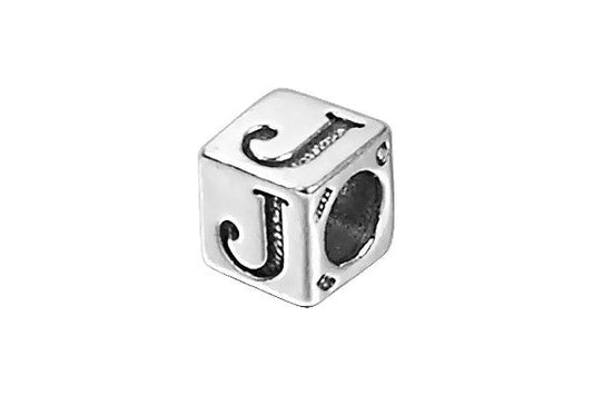 Sterling Silver New Alphabet Letter J Cube, 6mm