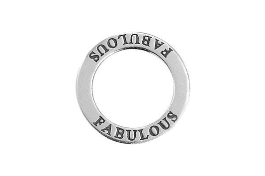 Sterling Silver Fabulous Affirmation Band Charm, 22.0mm