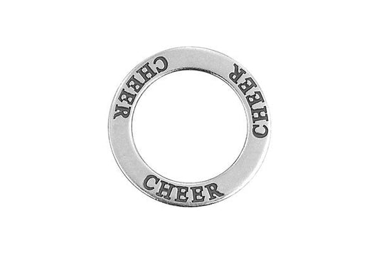 Sterling Silver Cheer Affirmation Band Charm, 22.0mm