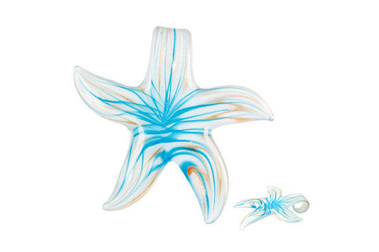 Murano Foil Glass Star Pendant, 55x57mm, 1 Piece, Pendant for Jewelry Making