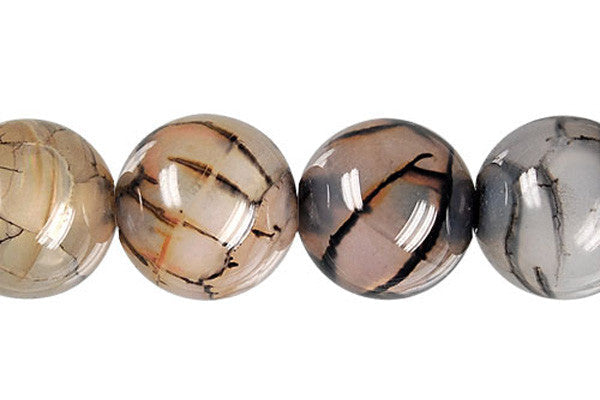 Dragon Vein Agate Beads - Black) Round - 16mm - 14-15-inch - unbranded beads for jewelry making