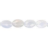 Blue Chalcedony Flat Oval Faceted Beads, 16-Inch Strand, Beads for Jewelry Making