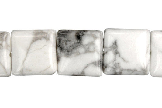 Howlite Flat Square Beads, 16-Inch Strand, Beads for Jewelry Making