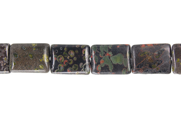 Black Leopardskin Jasper Flat Rectangle Beads