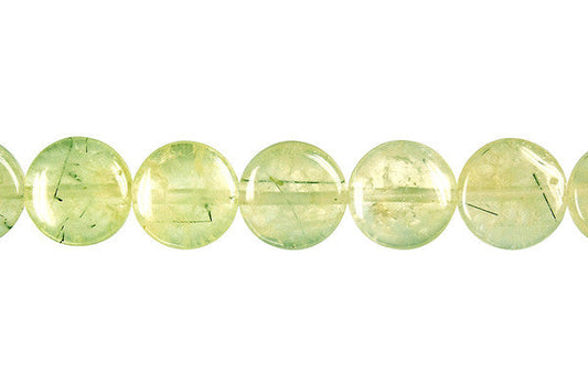 Prehnite Coin Beads, 16-Inch Strand, Jewelry Making Supplies