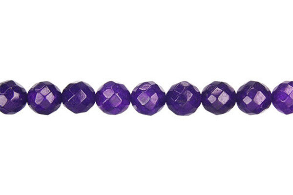 Marble Dyed Round Amethyst Faceted Beads, 15-Inch Strand, Beads for Jewelry Making