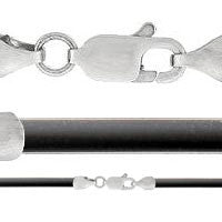 Rubber Necklace, Black w/Sterling Silver Endcaps