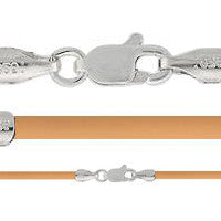 Rubber Necklace, Caramel w/Sterling Silver Endcaps