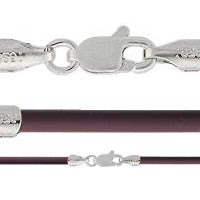 Rubber Necklace, Eggplant w/Sterling Silver Endcaps