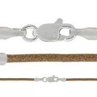 Leather Necklace, Natural w/Sterling Silver Endcaps