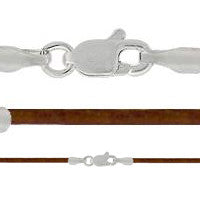 Leather Necklace, Sienna w/Sterling Silver Endcaps