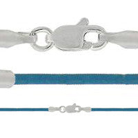 Leather Necklace, Cornflower w/Sterling Silver Endcaps
