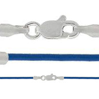 Leather Necklace, Royal w/Sterling Silver Endcaps